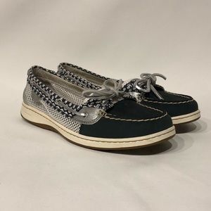 Sperry Top Sider Navy Leather W/ Anchors size 9.5